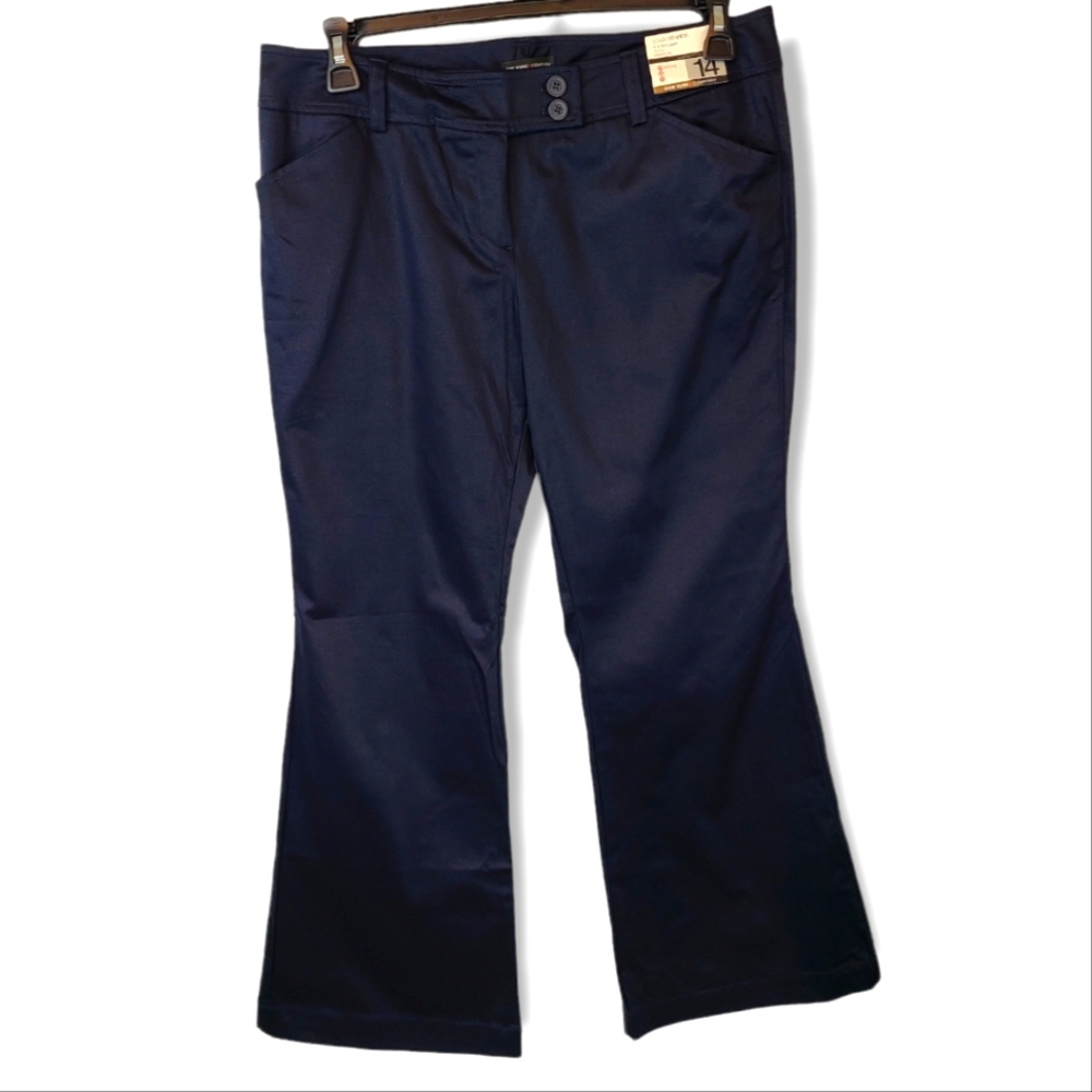 Navy Fit and Flare Pants. Petite 14